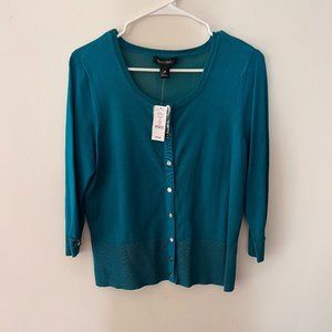 White House Black Market Teal Cardigan Size M